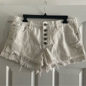 Free People white denim shorts